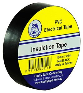 BLACK PVC GAMEDAY ELECTRICAL TAPE / 1 ROLL / 18MM X 20M