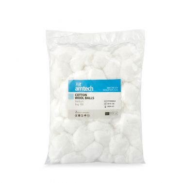 COTTON WOOL BALLS AMTECH / PKT/100
