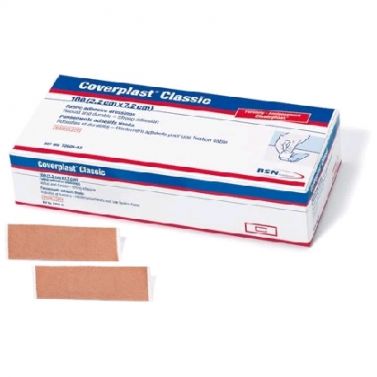 COVERPLAST CLASSIC FABRIC DRESSINGS / FIRST AID DRESSING STRIPS 2.2 X 7.2CM / BOX OF 100
