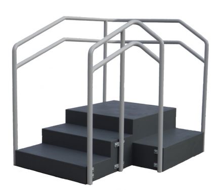 FORTRESS CORNER STAIRS / ANGLED 90° / DUAL HEIGHT HAND RAIL