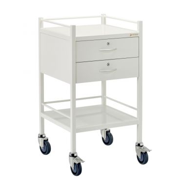 FORTRESS POWDER COATED SERIES INSTRUMENT TROLLEY / 2 DRAWER / 490X490X900MM