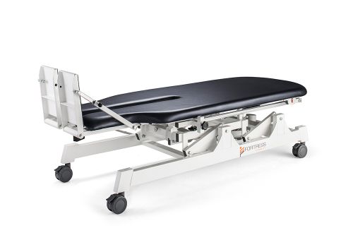 FORTRESS STABILITY TILT TABLE / WHITE FRAME / NAVY UPHOLSTERY