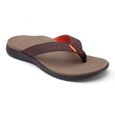 VIONIC MENS ISLANDER TOE POST SANDAL - DARK BROWN