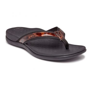 VIONIC WOMENS ISLANDER TOE POST SANDAL - TORTOISE
