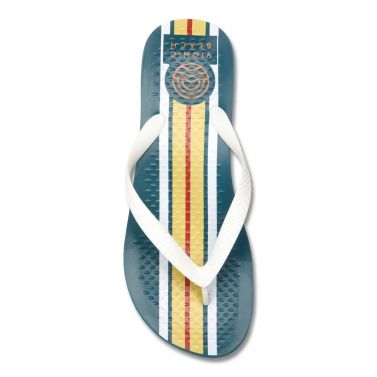 VIONIC MANLY PRINT TOE POST SANDAL - TEAL STRIPE