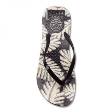 VIONIC WOMENS NOOSA PRINT TOE POST SANDAL - PALM BLACK