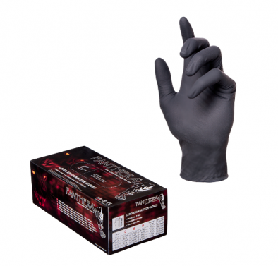 PANTHERA BLACK LATEX EXAMINATION GLOVES / LARGE / BOX OF 100