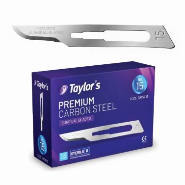 TAYLOR'S PREMIUM SCALPEL BLADE / SIZE 15 / BOX OF 100