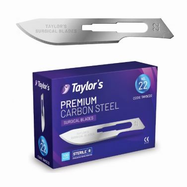 TAYLOR'S PREMIUM SCALPEL BLADE / SIZE 22 / BOX OF 100