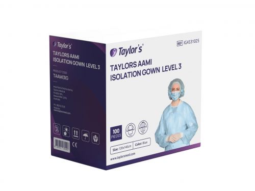 TAYLOR'S AAMI LEVEL 3 ISOLATION GOWN / 10 PACK