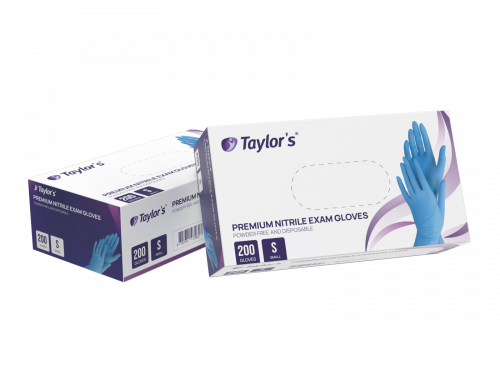TAYLORS PREMIUM NITRILE GLOVES / POWDER FREE / BOX OF 200