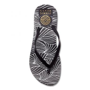 VIONIC WOMENS NOOSA PRINT TOE POST SANDAL - WAVE BLACK