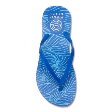 VIONIC WOMENS NOOSA PRINT TOE POST SANDAL - WAVE BLUE