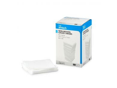 AMTECH NON WOVEN GAUZE SWABS / 4PLY NON STERILE / PACK OF 100