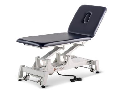 FORTRESS STABILITY PREMIUM 2-SECTION / WHITE FRAME / NAVY UPHOLSTERY / FULLY ELECTRIC