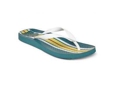 VIONIC MANLY PRINT TOE POST SANDAL - TEAL STRIPE