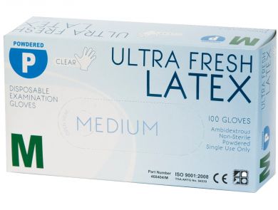 ULTRAFRESH POWDERED LATEX GLOVES 100 PIECES